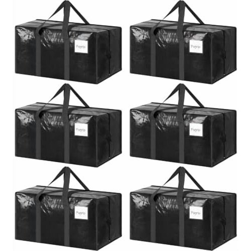 Flyttväskor Extra kraftiga med dragkedja och handtag, 6-pack