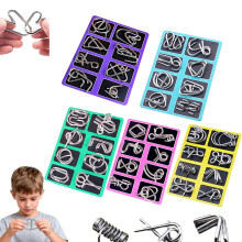Juego de 40 rompecabezas de alambre metálico Montessori