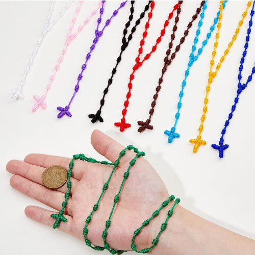 Colar de Rosário com Nó, Leve e Longo, 74cm/29,13 polegadas, Cordão Trançado com Contas, para Homens e Mulheres 2