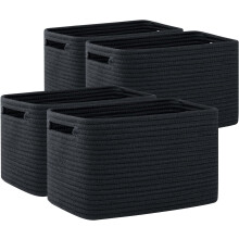 OIAHOMY Lot de 4 paniers de rangement tressés avec poignées, 32,3 cm x 22,9 cm x 19,8 cm, marron, compatibles avec les étagères cubiques