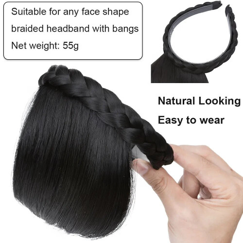 Fascia per capelli con trecce e frangia sintetica. 1