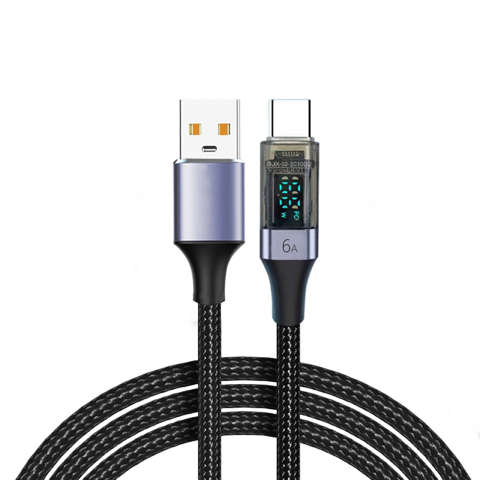 Usb A To Usb C Fast Charging Cable, 66W/ Fast Speed Charging Cord With Led Display For Smartphones Tablet 9422877916412