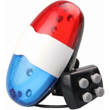 Cykelsikkerhedslygte med horn og 6 LED'er med 4 toner