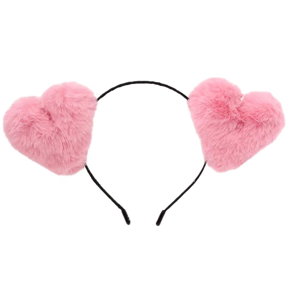 Unisex Love Heart Headband Plush Hairband Female Hairhoop Festival Gathering Headpiece Valentine Love Hairband Hair Decors