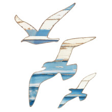 Top Discount! Wooden Seagull Decoration - Blue, Set of Wooden Seagull Decoration Marine Wall Art Seagull Beach Ornaments Beach Wood Wall Art 1pc