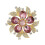 Broche de flor com cristal, zircônia rosa e roxa, tom dourado. 1