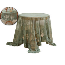 Lace Round Tablecloth for Round Tables 35 Inch Floral Embroidered Farmhouse Hollow Out Decorative Table Cloth Rustic Table Cover for Kitchen Dining