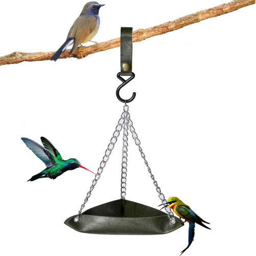 Springtime-shaped hanging bird feeder green durable 2
