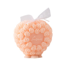 Romantic Rose Scented Candle, Heart-Shaped Design, Perfect Gift for Weddings, Anniversaries, Home Decor, Pink, 3x3 Inches