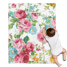 Pioneer Flower Floral Flannel Throw Blanket 30x40 inch