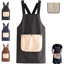 Unisex Cross-Back Apron with Pockets and Removable Towel,