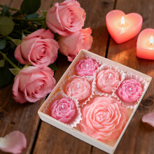 Bougies parfumées en cire de soja en forme de pivoine (lot de 6)