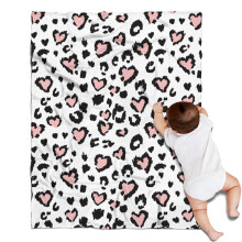 Leopard Print Flannel Throw Blanket Pink Black 30x40 inch