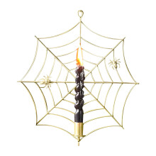 Metalen kaarsenhouder met Halloween-spinnenwebmotief voor theelichtjes