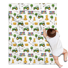 Cartoon Tractors Hay Bales Blanket Soft Lamb Wool 30x40 Inch
