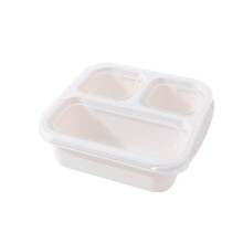Boîte à lunch bento réutilisable beige à 3 compartiments 6,7 x 6,1 x 2,2