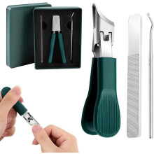 2PCS Eagle Beak Beveled Nail Clippers, 3-Piece Stainless Steel Wide Jaw Anti-Splash Set for Ingrown & Thick Toenails – Compatible with Men & Women
