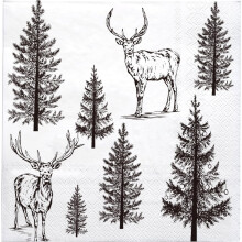 50Pcs 3-Ply Christmas Paper Napkins, Rustic Forest Deer Design, 6.5x6.5in, Disposable Guest Napkins for Holiday Party – Compatible with Winter
