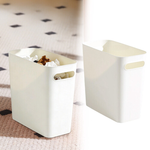 Slim Small Trash Can White Plastic 1-Pack