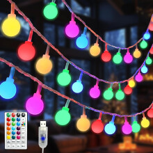 Globe LED String Lights, 38ft/100 LED, 19 Color Changing, Remote & Timer, 7 Modes, for Indoor/Outdoor, Christmas, Party, Dorm – Compatible with