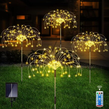 Solar Garden Firework Lights, 4 x 120 LED Fairy Lights Solar Powered Starburst Lights Outdoor Firework Decorative Lamp Pathway Lighting (Blue)