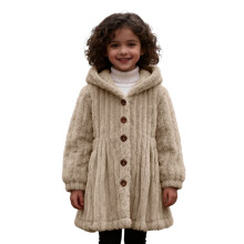 Toddler Winter Coat,Girls Hooded Long Waist Tie Casual Outerwear for Autumn Winter,Kids Winter Coat,White,6-7 Years