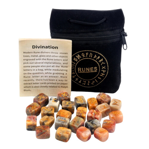 Ensemble de pierres runiques en agate, outils de méditation, 25 pièces