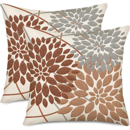 Μαξιλαροθήκες Burnt Orange Grey 20x20in (2 τεμάχια)