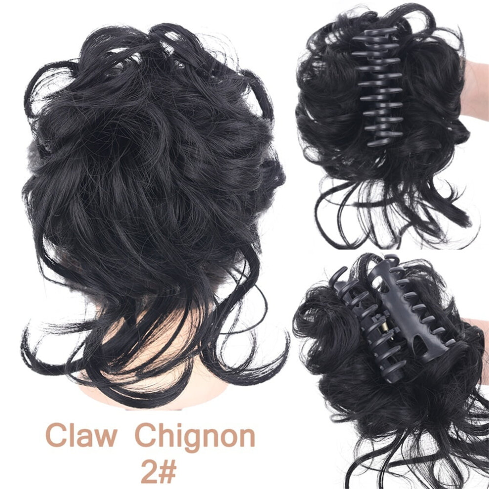 Unisex Claw Clip Messy Bun Hair Piece Wavy Curly Hair Chignon Tousled Updo Synthetic Hair Extensions