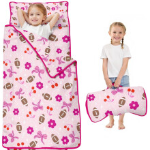 Pink football and flowers nap mat for toddlers, 1 piece