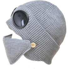 Unisex-Strickmütze mit Schutzbrille und Maske (3-in-1)