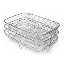 Stainless Steel Multi-Layer Air Fryer Rack, Stackable Dehydrator Rack Compatible with Dual Zone Air Fryers (8", 1PC)