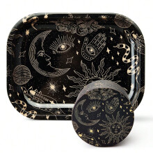 Magic Printing Rolling Tray Set With Grinder, Metal Rolling Tray Combo Kit Ideal For Gifts, Easy To Carry
