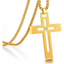 Colier bărbătesc cu cruce din oțel inoxidabil 316L – pandantiv de 62 mm