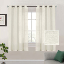 Curtain,Linen Sheer Curtains 63 Inch Length Semi Sheer Curtains Silver Linen Curtain Panels For Living Room/Bedroom Light Filtering Curtains 2 Panels