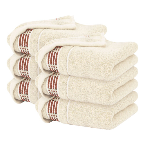 Lot de 6 serviettes de toilette en coton rayé, 3473cm