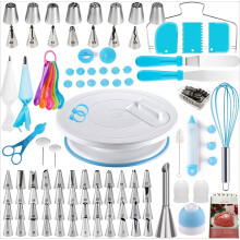 Kit de décoration de gâteaux 137 pièces avec plateau tournant, poches à douille et douilles russes – Compatible avec tous les outils standard