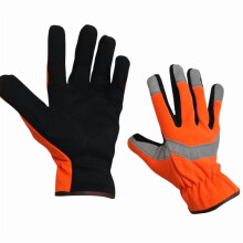 Reflektierende Sicherheitsarbeitshandschuhe, orange-schwarz, Baumwollmischung 2