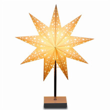 Luminária de mesa LED em formato de estrela, dobrável, com design vazado em papel, USB.