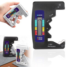 Fast & Accurate Digital Battery Tester with LCD Display – Compatible with All Battery Types, Portable, 96 Black