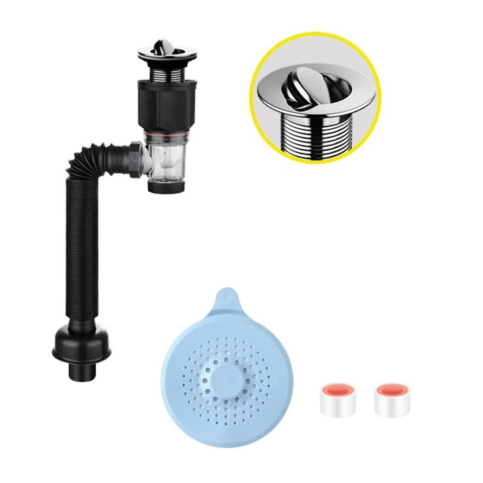 Bathroom Sink Drain Kit With Flexible Expandable P-Trap, Fits 1-1/4", 1-1/2", 2" Holes, Anti-Clog Stopper & Anti-Odor Â Compatible With Standard 9485826551300
