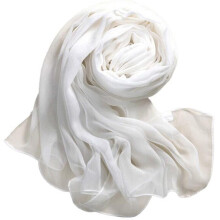 Lenço de chiffon respirável feminino, delicado xale de praia, elegante e longo, ideal para passeios casuais, branco.