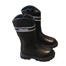Toddler Boots,Girls Glitter Pearl Chain Boots British Style Short Boots Leather Ankle Boots,Girl Boots,6-7 Years,Black