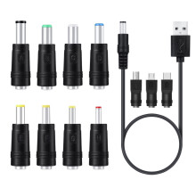 Cabo de carregamento USB para 5,5x2,1mm, 3,5mm, 4,0mm, 4,8mm, 6,4mm e 5,5x2,5mm para celular, ventilador, alto-falante, roteador e lâmpada LED.