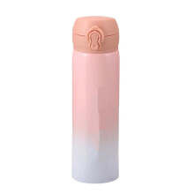 Mug isotherme en acier inoxydable à changement de couleur progressif, rose pêche, idéal pour le sport et les voyages.