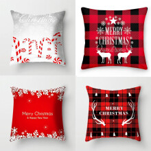 Lot de 4 housses de coussin de Noël – Flocons de neige et rennes en lin, sans garniture, compatibles avec les coussins standards