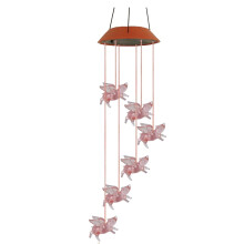 Carillon éolien solaire en forme de cochon volant avec lumières LED à couleurs changeantes, étanche – Convient à une utilisation extérieure