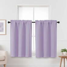 Rideaux occultants lavande pour petites fenêtres, rideaux courts bloquant la lumière pour cuisine/salle de bain, lot de 2, 102 x 91 cm, double