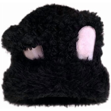 Gorro feminino felpudo estilo anos 2000 com orelhas de coelho, gorro de inverno