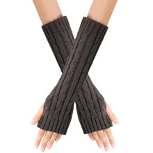 Guantes de punto sin dedos con orificio para el pulgar, unisex